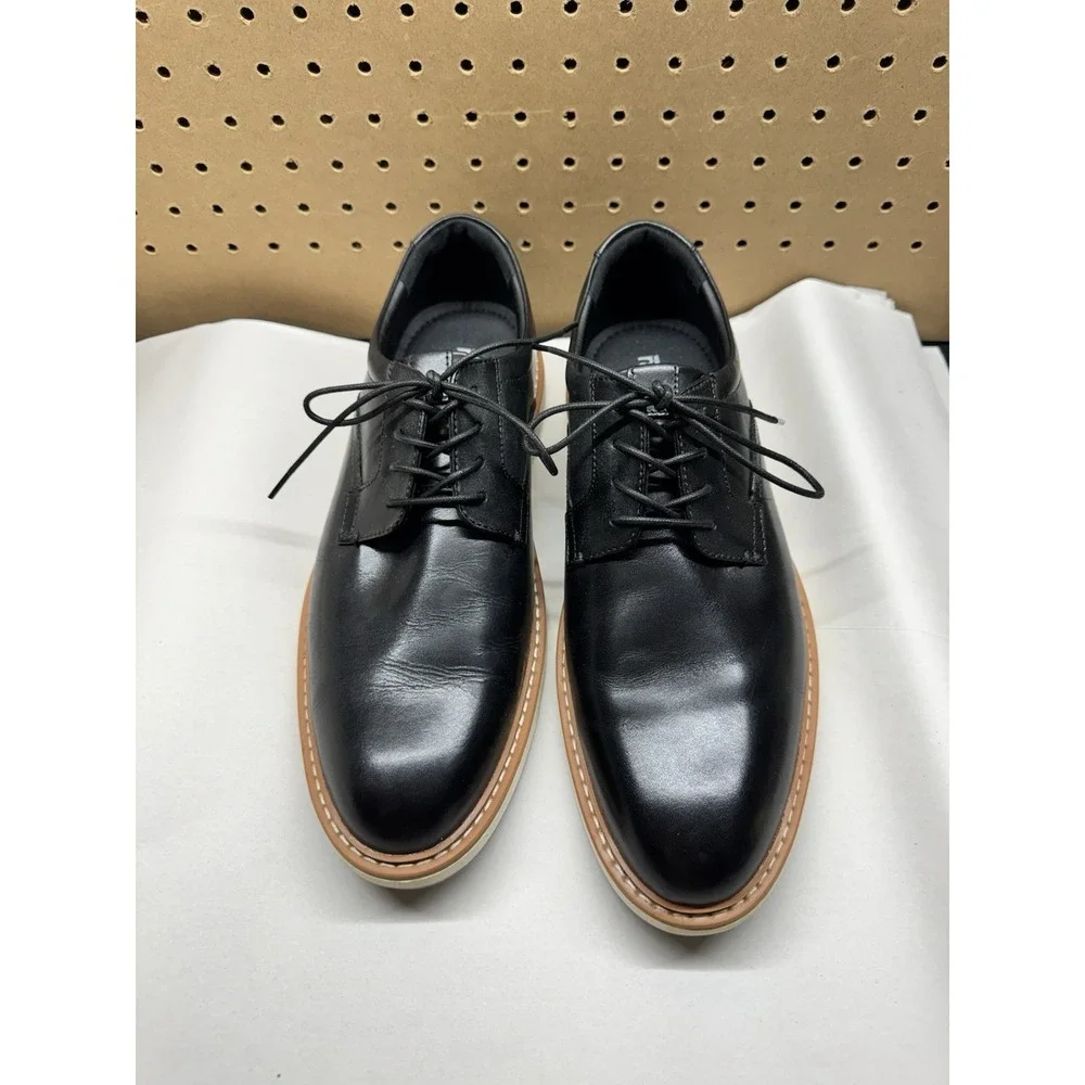 Mens Nordstrom Rack Eugene Black Leather Formal Comfort Shoes Size 12 M GUC